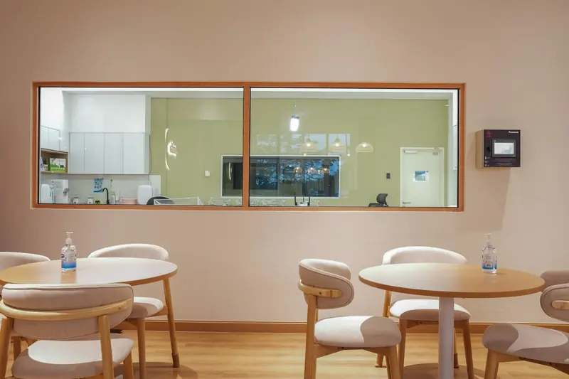 The activity and learning room at Avida, beside the nursery window
